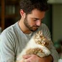 Portrait de Baptiste tenant un chat
